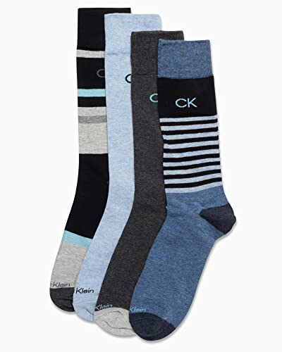 Calvin Klein Men's Dress Socks - Cotton Blend Crew Socks: Patterns and Solids (4 Pack)4