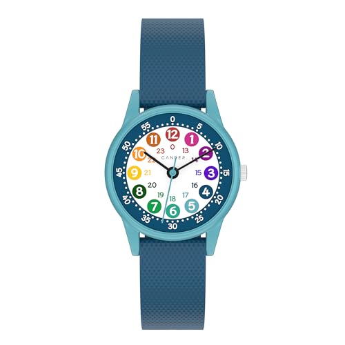 Cander Berlin MNA 1430 T Kinderarmbanduhr Kinderuhr Armbanduhr für Jungen Mädchen Lernuhr blau türkis wasserdicht