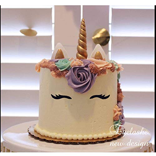 Gmakceder Unicorn Cake Topper ,Reusable Unicorn Horn, Ears And Eyelashes Party Cake Decoration Value Set For Baby Shower, Birthday Party (6Inch/New Eyelashes) #TOP4