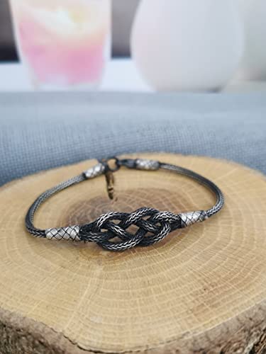 silver couple bracelet, sterling silver viking bracelet, celtic bracelets, silver love knot bracelet, handmade silver bracelet3