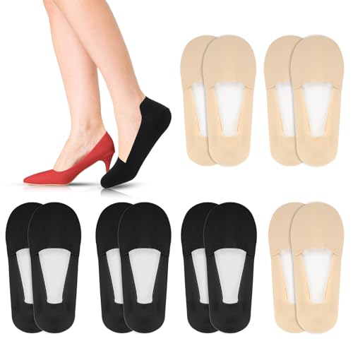 Image of Molain Thin No Show Socks Women 5-12, 6 Pairs Low Cut Liner Non Slip Socks for Women Footies Invisible Socks(Skin Color, Black)