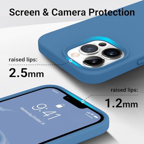 Image of LOXXO Microfiber Candy Case Compatible for iPhone 13 Pro Max Shockproof Slim Back Cover Liquid Silicone Case - Azure Blue