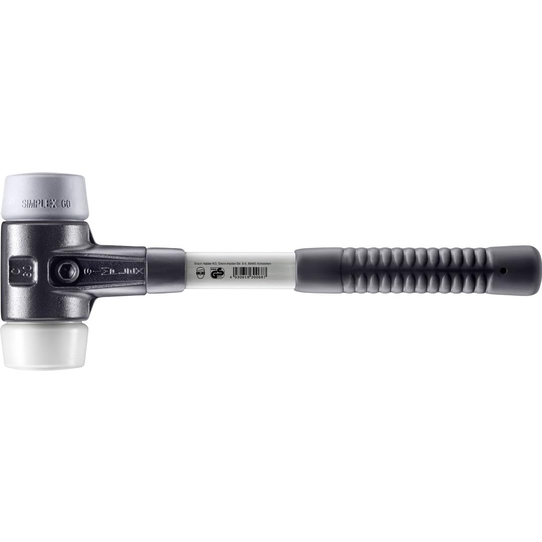 Halder 3737060 TPE-Mid/Superplastyczny młot z miękkiej twarzy ze wzmocnioną obudową ze stali odlewanej, wielokolorowy, 60 mm