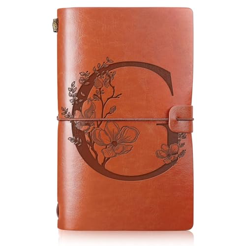 Journal de voyage en cuir rechargeable lettre G pour écrire et organiser vos notes