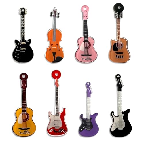 8Pcs Guitar Fridge Magnet, Decorative Acrylic Strong Fridge Magnets, Creative Small Magnets for Refrigerator Locker Kitchen School and Office