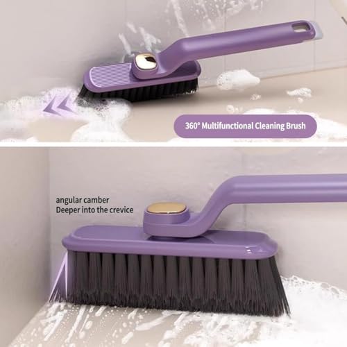Image of Zapsol Multi-Function Bathroom Cleaning Brush with Hard Bristles | 2-in-1 Floor Scrubber & Rotating Crevice Grout Cleaner Tiles Gap Cleaning Brush 360 Deegree Rotational Function (Combo Brush)