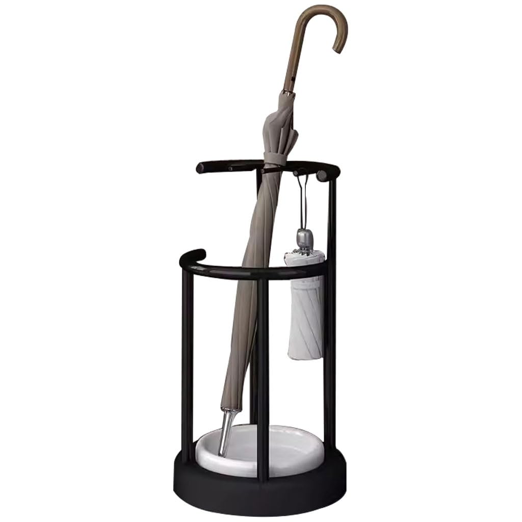 Portaombrelli Portaombrelli Moderno Per Ufficio, Semplice Manufatto Di Stoccaggio Dell'ombrello, Robusto Porta Ombrelli In Metallo, Con Vassoio Dell'acqua Rimovibile ( Color : Black , S : 30*30*57cm )