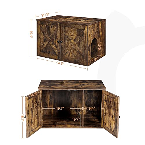 Feandrea Cat Litter Box Enclosure, Litter Box Furniture Hidden with Removable Divider, Indoor Cat House, End Table, 31.5… - Image 6
