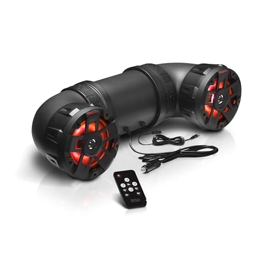 BOSS Audio Systems ATV8BRGB ATV UTV Weatherproof Sound System - 8 Inch Speakers, 1.5 Inch Tweeters, Built-in Amplifier, Bluetooth, Multi-Color Illumination, Easy Installation for 12 Volt Vehicles