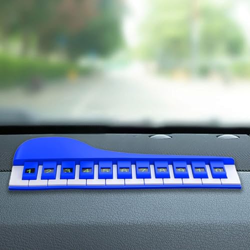 Tuxihapp Piano Keyboard Car Temporary Parking Card Plate, Luminous Notification Phone Number Display for Dashboard, Automotive Temporary Stop Sign Auto Interior Accessories (Blue)