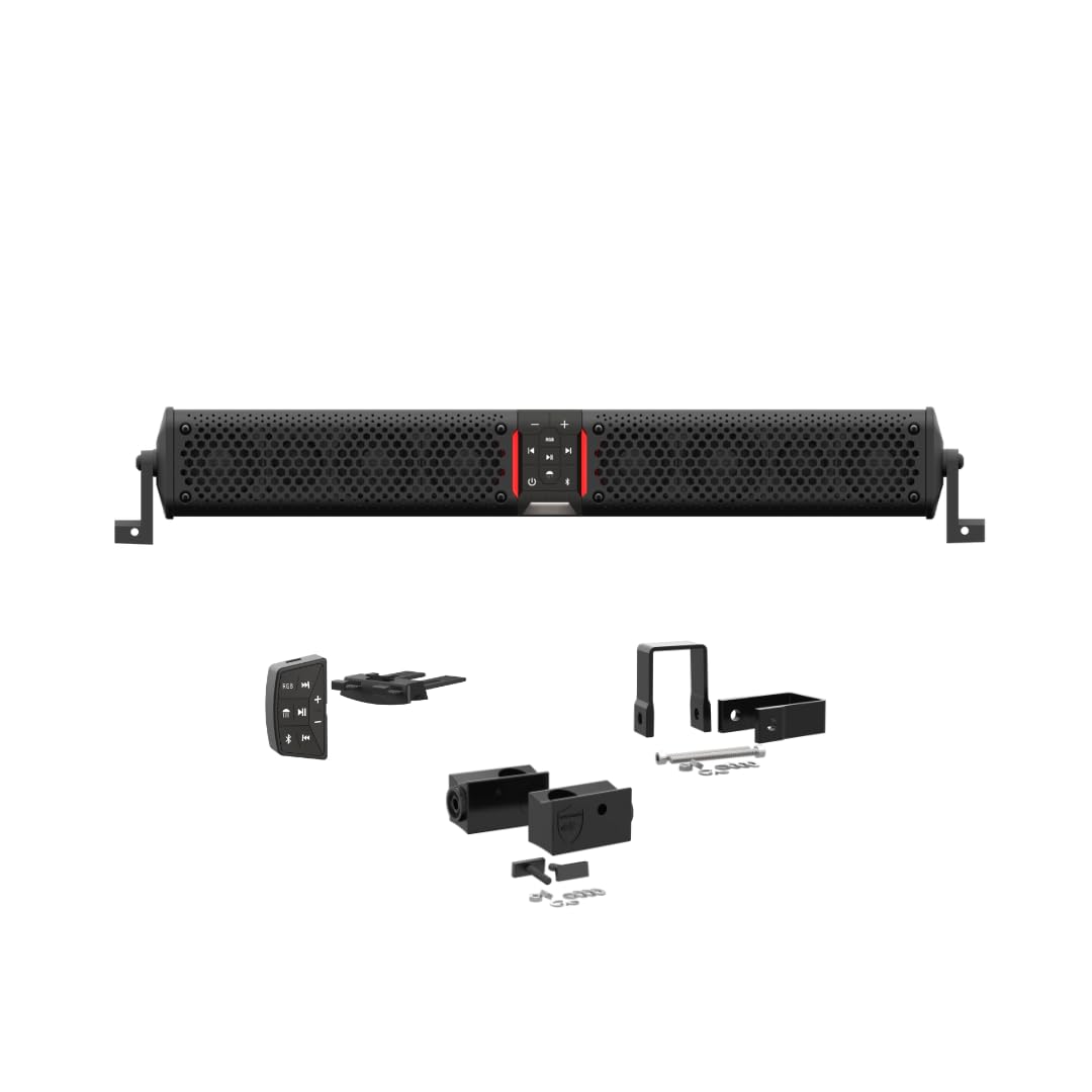 wet sounds STEALTH-XT-8-B Stealth XT 8 Speaker All-in-One Amplified Bluetooth Soundbar with Remote – Black with Slider Brackets and 1.25
