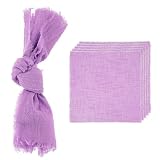 QUARKZMAN 6 Pañuelos De Tela Hechos A Mano 16.5x16.5 Pulgadas Pañuelos De Algodón con Flecos Cuadrados Rústicos para Decoración De Mesa De Boda Cena Ducha De Novia Morado