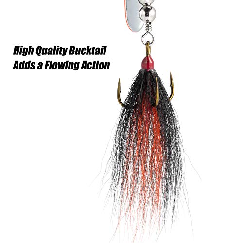 Dr.fish 3 Pack Musky Spinners, Bucktail Spinnerbait French Blade 3/4Oz 6 Inches Muskie Lures, Stainless Steel Shaft Beads Treble Hooks Freshwater Kokanee Bass Lures Mixed Colors #TOP3