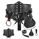 Cinturón de corsé para mujer, riñonera, monedero, accesorios de disfraz medieval renacentista, Negro -, S-Waist/25.6'-34', Ren Faire