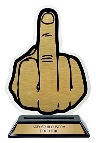 Middle Finger Award for Loser Trophy- Funny Awards for Coworkers - Personalized Middle Finger Prank Gift - Gag Trophies - Best Brother Trophy - Customize Now!