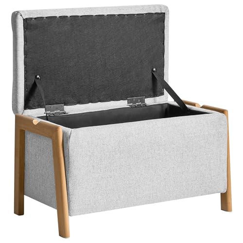 Panca Contenitore Rivestimento In Tessuto Grigio Chiaro Design Moderno Stile Glamour Soggiorno Camera Da Letto - 4