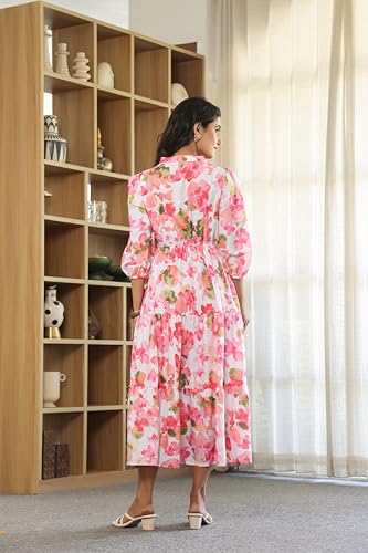 Image of Leriya Fashion Dress for Woman | Maxi Dress for Women Stylish | Women's Elegant A Line Dresses Summer Long Georgette with Floral Prints | Perfect Gaun Wear for Womens