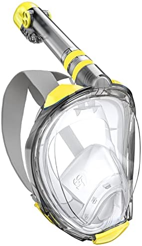 OUSPT Full Face Snorkel Mask, Snorkeling Mask with Detachable Camera Mount,Panoramic 180° View Upgraded Dive Mask with Safety Breathing System,Dry Top Set Anti-Fog Anti-Leak for Adults and Kids