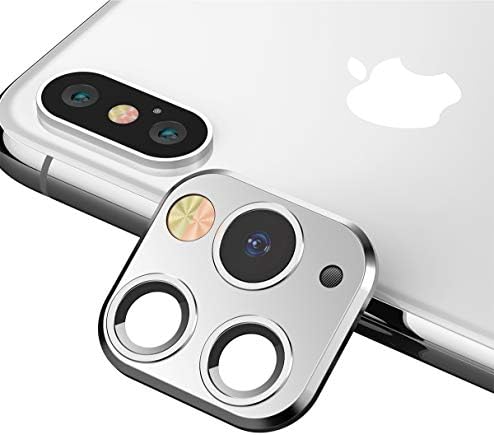 Modified Camera Lens Protector for iPhone X，Change iPhoneX/XS/XS Max to iPhone11 Pro/Max, Fake iPhone11 Pro/Max Rear Camera Lens Protection Cover (Silver)