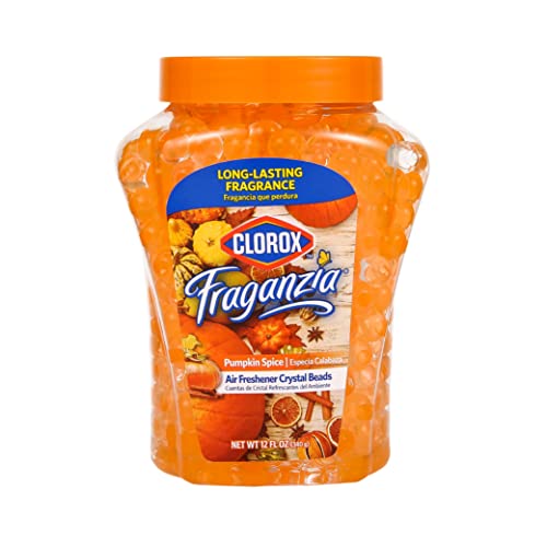 Image of Clorox Fraganzia Air Freshener Beads in Pumpkin Spice Scent, 12 oz Jar | Gel Beads Air Freshener Scent Beads | Car Air Freshener Beads for Car, Home, or Office