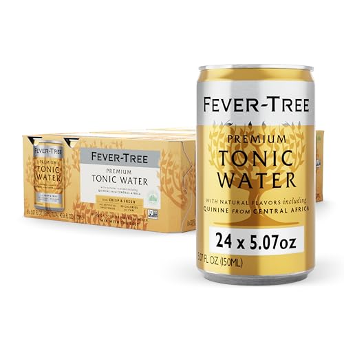 Fever Tree Tonic Water - Premium Quality Mixer - Refreshing Beverage for Cocktails & Mocktails. Naturally Sourced Ingredients, No Artificial Sweeteners or Colors - 150 ML Cans - Pack of 24