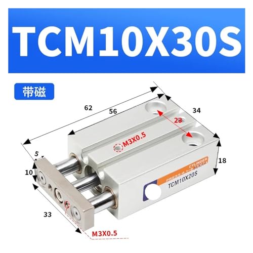 Mini tige de guidage TCM10X20S TCM10X30S-DMSG cylindre compact - 3