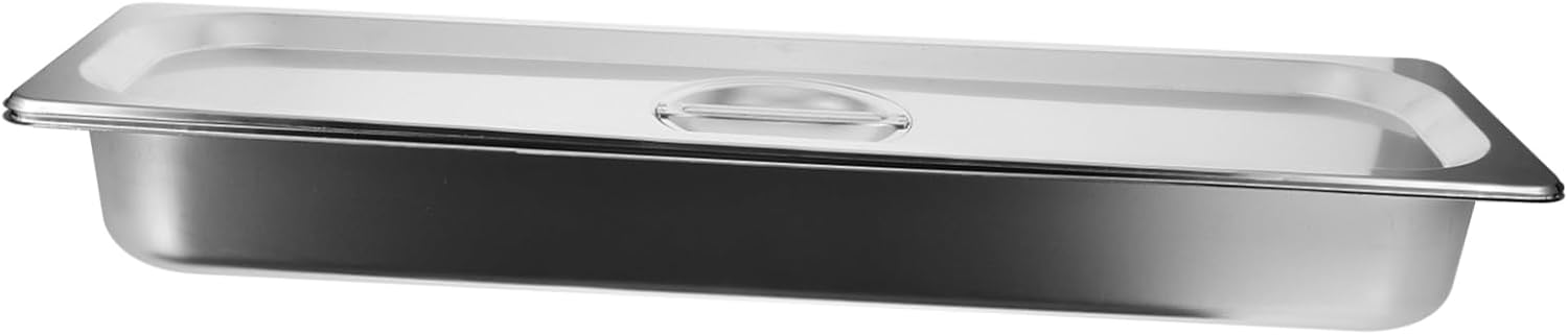 Unomor Stainless Steel Buffet Food Serving Pan Lid Rectangular Canteen Tray for Catering for Fruits and Vegetables Commercial Kitchen Use 10-Piece Set