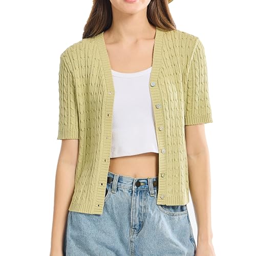 Image of Simple&Opulence Women's Summer Cardigans V Neck Cooling Sweater Lightweight Open Front Button Shrugs Knit Top Jackets