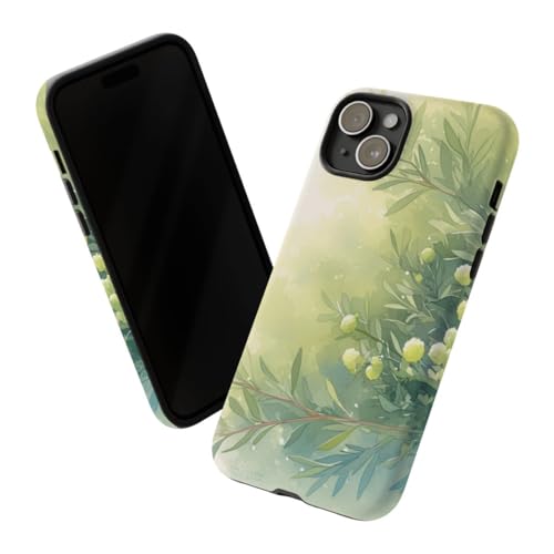 Coque iPhone 15 Plus aquarelle botanique verte rigide incassable - 2