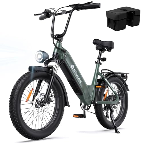 isinwheel U8 Electric Bike for Adults,1000W Peak Motor Ebike,Max 20/28MPH 75-105Miles Range Electric Bicycle,48V 13AH/18AH Battery Commuting 20" Step Thru Fat Tire Ebikes for Adults,7 Speed