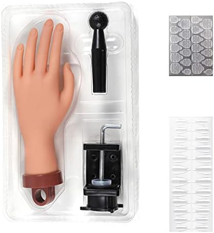 FUSHEN Nail Practice Hands with Holder, Acrylic Fake Nail Hand Practice Mannequin Hand Nails Practice Nail Training Hand for Acrylic Nails Manicure Hand Practice with Clamp(Nude)