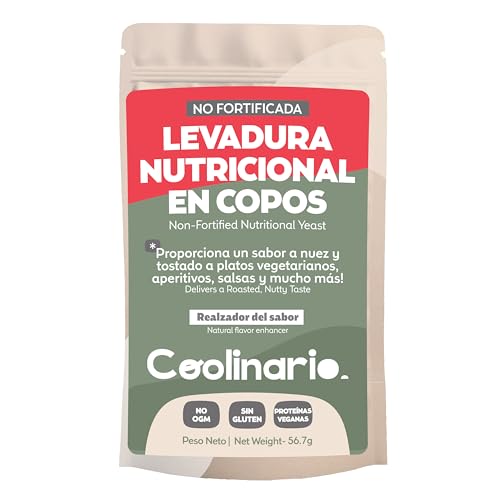 Coolinario Levadura Nutricional No Fortificada (56 g) Condimento Vegano con Sabor Tostado y Nuez | Alta en Proteína, Fibra y Minerales | Ideal para Salsas y Snacks