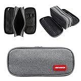 【Multifunción】El estuche para lápices muy práctica con aberturas elásticas y bolsillos de malla, satisface necesidades prácticas múltiples para diferentes personas, una bolsa de lápices organizador de bolsas y artículos de papelería para estudiantes de la escuela, un portalápices para material de oficina, una bolsa de maquillaje para cosméticos / artículos de tocador, y también se puede usar como bolsa de viaje, caja de herramientas, bolsa de teléfono celular y estuche organizador pequeño.