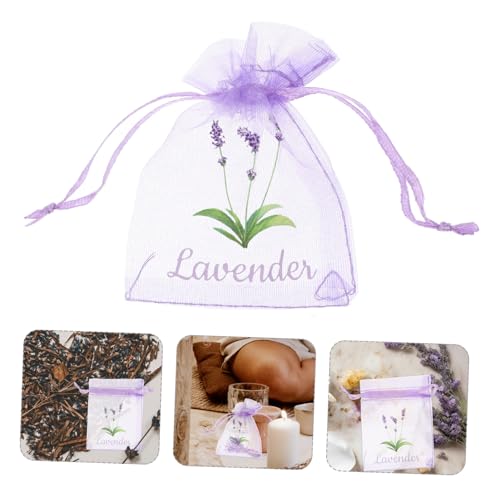 Amosfun 20 bolsas sachet de organza con cordón, floral violeta miniatura 7