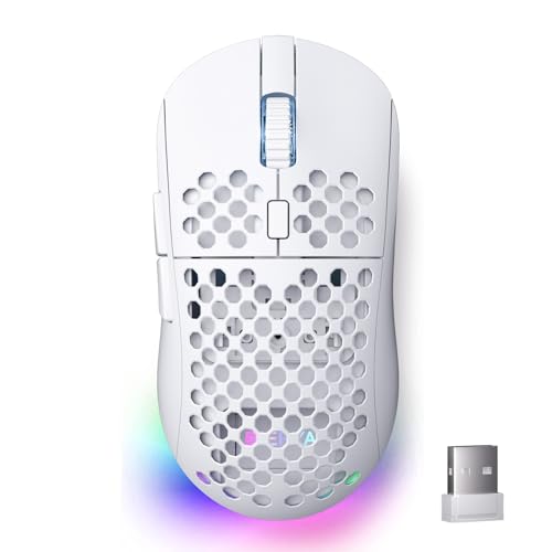 DIERYA M1 Wireless Gaming Mouse, 24000DPI, 180Hrs Battery, 16.8M RGB, 6 Programmable Buttons, Lightweight, Tri-Mode (2.4G/BT5.2/USB-C) for PC/Mac/Laptop - White