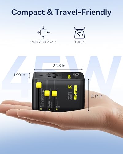 Image of Baseus 45W European Travel Plug Adapter, 6-in-1 Universal Power Adapter with USB-C Retractable Cable, PD Fast Charging GaN International Travel Essentials for Over 200 Countries - Picogo AG11