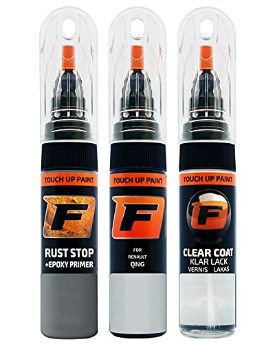 FIRANTO stylo peinture de voiture pour Renault QNG Blanc Mineral réparation couleur voiture 3 en 1, rayures stylo retouche peinture 15ml avec pinceau, apprêt, laque