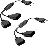 【Steckdosenadapter mit Flexible Kable】Die Steckerverlängerung mit kurzem Kabel, das kurze Kabel lässt sich flexibel drehen. Sie müssen sich keine Sorgen mehr machen, dass der Stuhl auf die unordentlichen Drähte drückt. Geeignet für Schlafzimmer, Büro, Wohnzimmer, Küche usw.