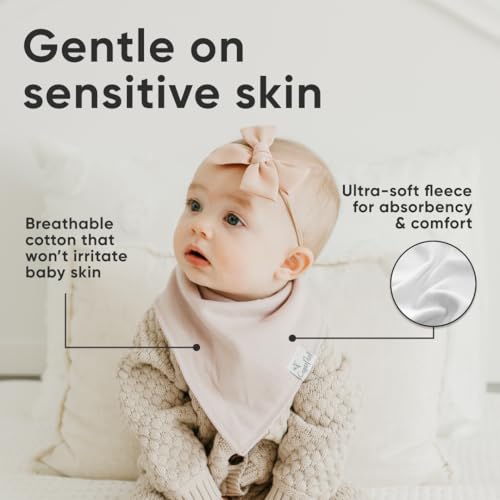 Copper Pearl 4 Pack Soft Cotton Baby Bibs for Drooling and Teething, Absorbent Drool Bibs for Baby Girl and Boy, Adjustable to Fit Newborns to Toddlers, Tons of Styles (Ferra)4