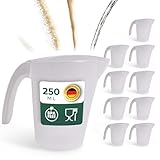 Novaliv Sparset 10x Messbecher 250ml, Meßbecher Set transparent mit klarer g/ml Skala für Flüssigkeiten Mehl & Zucker, Made in Germany, Spülmaschinenfest, Rührschüssel Dosierbecher Messbehälter