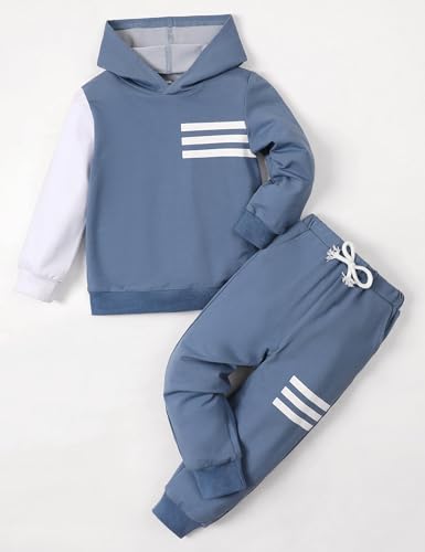 Image of Toddler Boy Clothes Long Sleeve Hoodie Sweatsuits Tops and Pants 2Pcs Boys Fall Winter Outfits Set