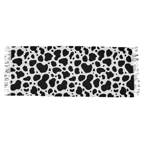 Women's Cow Print Scarf Pashmina Feel Shawls Wraps Fall Winter Warm Large Scarves Fashion Tassel Long Scarf2