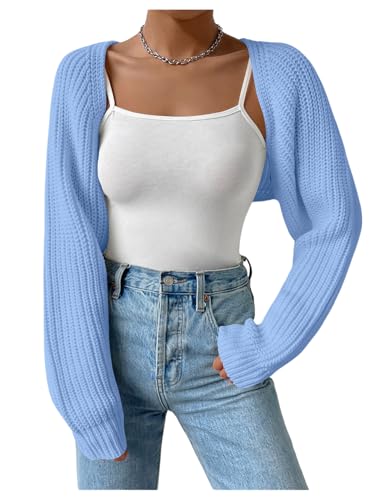 Image of Verdusa Women's Y2k Cropped Cardigan Sweaters Lightweight Knit Open Front Bolero Shrugs Spring Fall Outfits