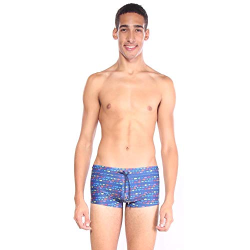 2(X)IST Men's Cabo Solid Swim Trunks Swimwear, Fish Print Multi - 90204, Medium