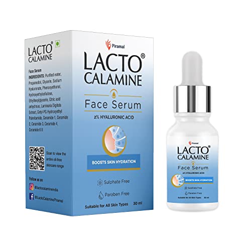 Lacto Calamine 2% Hyaluronic acid with Penta-Ceramide complex |Daily Face Serum, Intense Hydration For Plump & Bouncy Skin| Unisex | Suitable for all skin types |No Parabens, No Sulphates – 30 ml x Pack of 1