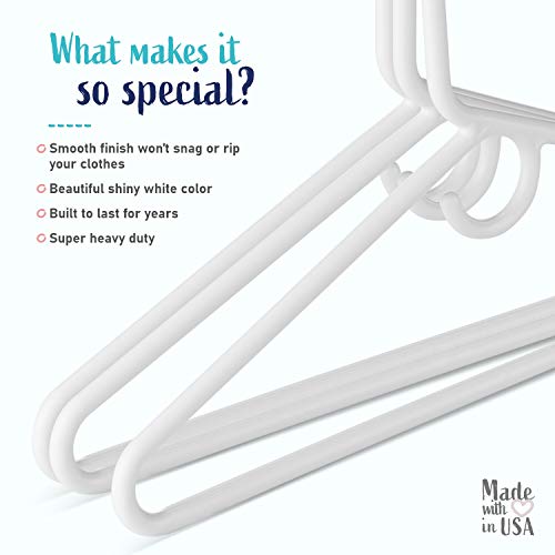 Heavy Duty White Plastic Tubular Hangers, Adult Size, Set of 24 Made in The USA (Heavy Duty) (24, Super Heavy Duty)