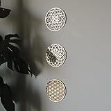 orenda design '5.9 inc Sacred Geometry Wall Art Gold 3 pcs (Flower of Life-Torus-Sri Yantra) Zen Home Decor Yoga Meditation Wall Art Spiritual Gift (Art1)