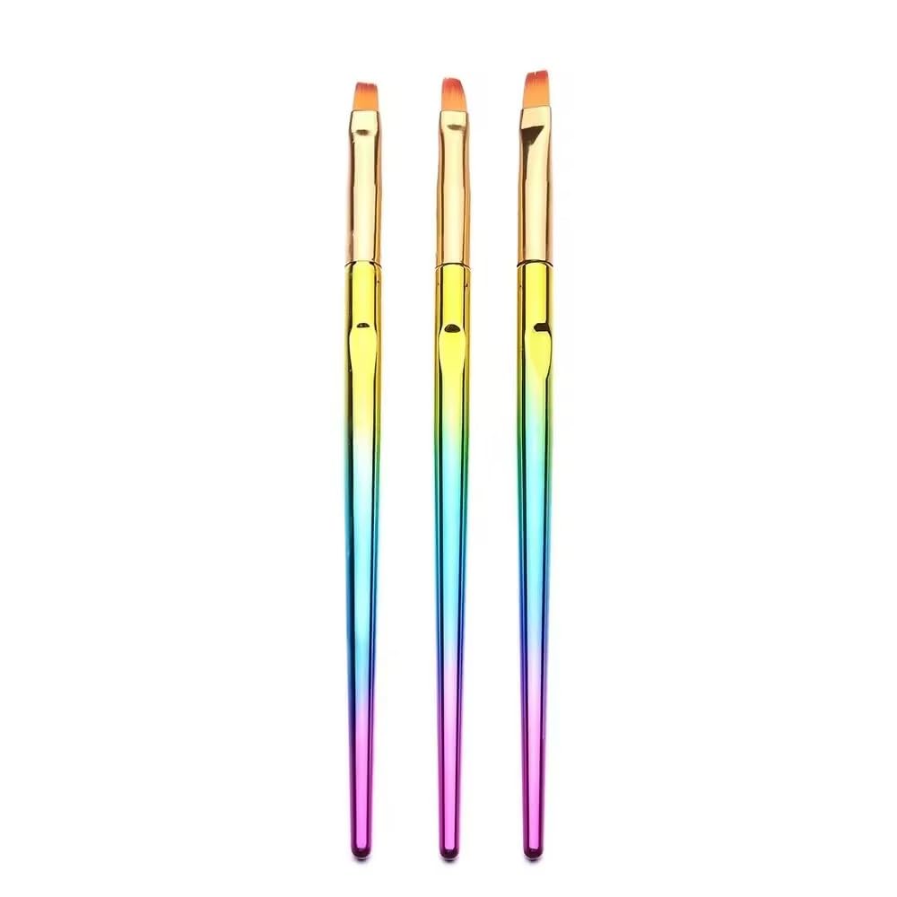 3Pcs Gradient Handle Builder Gel Brush Set - Professional UV Gel Application Brushes for Nail Extension, Apex Sculpting, Hard Gel Overlay & Salon DIY Manicure