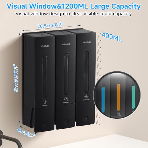 Glintgath Shampoo And Conditioner Dispenser Shower Soap Dispenser Shower Dispenser 3 Chamber No Drill Shampoo Dispenser For Shower Wall thumb #4