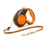 Alihoo Einziehbare Hundeleine, 8M Einziehbare Hundeleine, reflektierendes automatisches Teleskop-Zugseil, EIN-Knopf-Break & Lock, verheddert Sich Nicht, bis zu 30kg Orange
